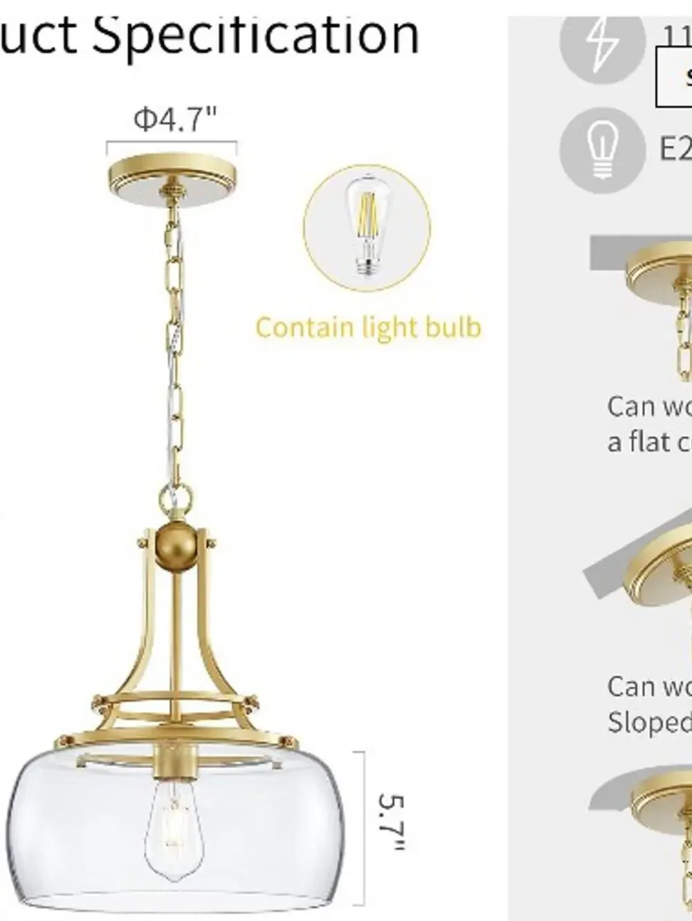 LED GOLD CEILING LIGHT FIXTURE